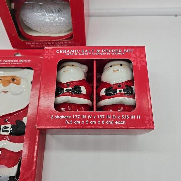 Holiday TIME Christmas Winter Ceramic Bundle Holder Salt And‎ Pepper Spoon Rest - Picture 4 of 11
